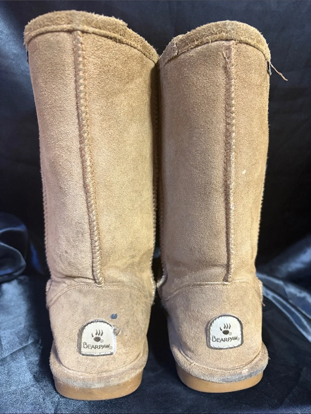 Bearpaw Classic Tall Suede Boots Chestnut Brown Size 9 Cozy Fall Winter